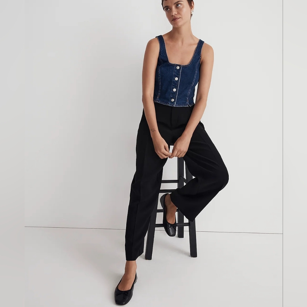 Madewell Denim Seamed Vest Top in Demoss Wash